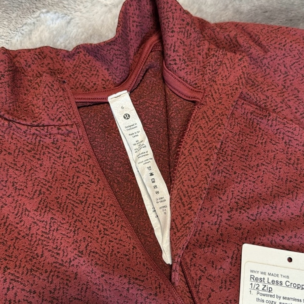 *3for$100 bundle!* Lululemon Rest Less Cropped 1/2 Zip